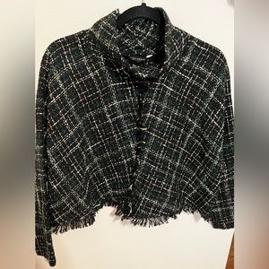 Zara Highneck Plaid Crop Top w Tassel XS